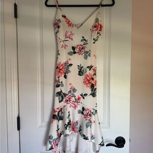 Floral White and Pink Dress